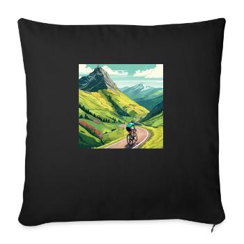 Road cyclist climbs mountain in France Alps - Sofa pillowcase 17,3'' x 17,3'' (45 x 45 cm) - black - Front