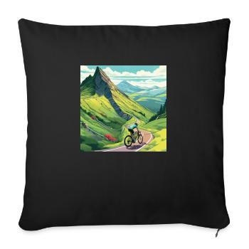 Road cyclist climbs mountain in France - Sofa pillowcase 17,3'' x 17,3'' (45 x 45 cm) - black - Front