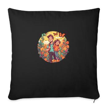 Father's Day adventures in nature - Sofa pillowcase 17,3'' x 17,3'' (45 x 45 cm) - black - Front