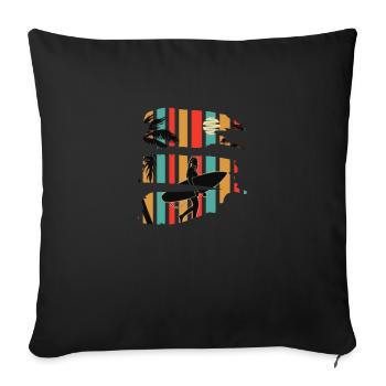 Mood summer beach surf - Sofa pillowcase 17,3'' x 17,3'' (45 x 45 cm) - black - Front