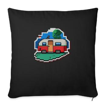 pixel vintage camper car - Sofakissenbezug 45 x 45 cm - Schwarz - Vorne