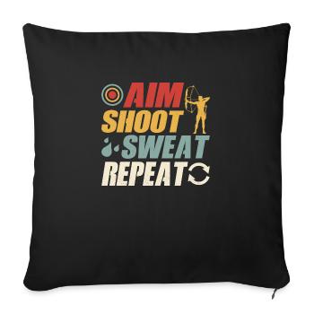 Aim Shoot Sweat Repeat Archery Target Bow & Arrows - Sofakissenbezug 45 x 45 cm - Schwarz - Vorne