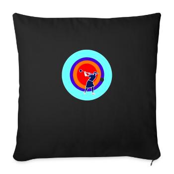 Retro Golflady im Kreis Multicolor - Sofakissenbezug 45 x 45 cm - Schwarz - Vorne