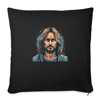 Jésus-Christ #03 - Housse de coussin décorative 45 x 45 cm - noir - Devant