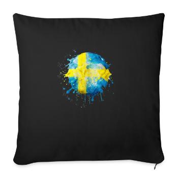 Sweden flag as a drop of color - Sofa pillowcase 17,3'' x 17,3'' (45 x 45 cm) - black - Front