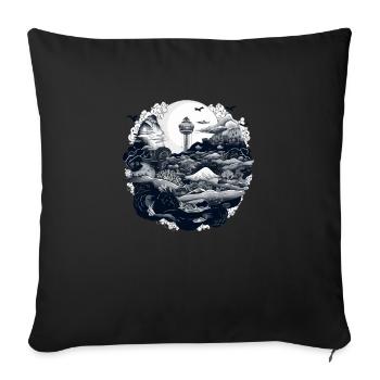 Wonders of the Ocean - Sofa pillowcase 17,3'' x 17,3'' (45 x 45 cm) - black - Front