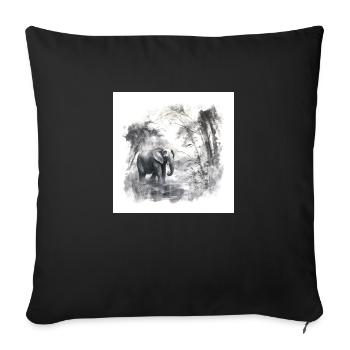 Watercolor drawing elephant in the forest - Sofa pillowcase 17,3'' x 17,3'' (45 x 45 cm) - black - Front