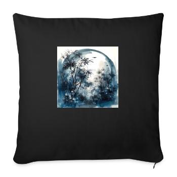Aquarelle Illustration de forêt - Housse de coussin décorative 45 x 45 cm - noir - Devant