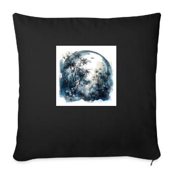 Aquarelle Illustration de forêt - Housse de coussin décorative 45 x 45 cm - noir - Devant