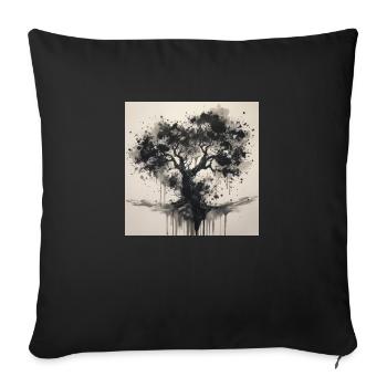 Schwarzer Baum im Aquarell-Stil - Sofakissenbezug 45 x 45 cm - Schwarz - Vorne