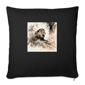 Watercolor illustration of a lion in the jungle - Sofa pillowcase 17,3'' x 17,3'' (45 x 45 cm) - black - Front