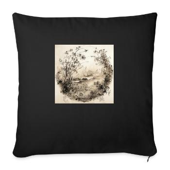 Watercolor Forest Illustration - Sofa pillowcase 17,3'' x 17,3'' (45 x 45 cm) - black - Front