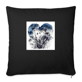 Forest with palm trees in the shape of a heart - Sofa pillowcase 17,3'' x 17,3'' (45 x 45 cm) - black - Front