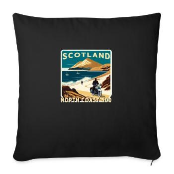 SCOTLAND NC 500 MOTORBIKE RETRO - Sofa pillowcase 17,3'' x 17,3'' (45 x 45 cm) - black - Front