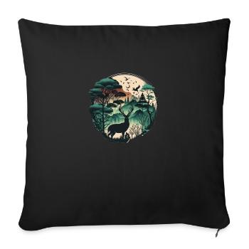 Forest with deer - Sofa pillowcase 17,3'' x 17,3'' (45 x 45 cm) - black - Front