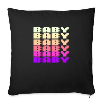 BABY Schriftzug Retro Gaming 8bit - Sofakissenbezug 45 x 45 cm - Schwarz - Vorne