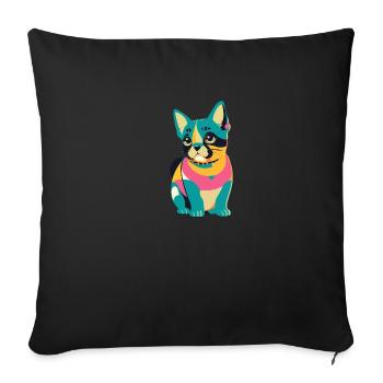Playful Puppy - Sofa pillowcase 17,3'' x 17,3'' (45 x 45 cm) - black - Front