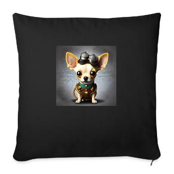Chihuahua steampunk Welpe - Sofakissenbezug 45 x 45 cm - Schwarz - Vorne