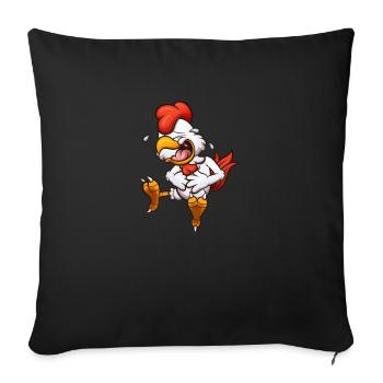 Rire Cartoon Poulet - Housse de coussin décorative 45 x 45 cm - noir - Devant