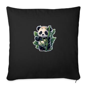 Cute Panda with Bamboo - Sofakissenbezug 45 x 45 cm - Schwarz - Vorne