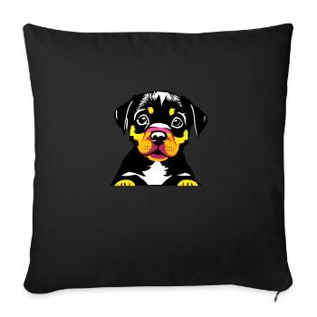 Rottweiler Chien Rottweiler Puppy Puppy Dogs - Housse de coussin décorative 45 x 45 cm - noir - Devant