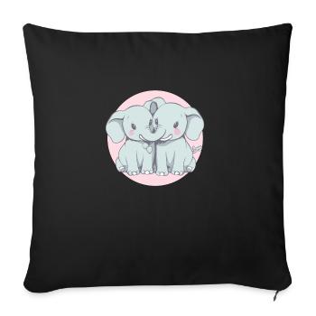 Aimer les éléphants - Une illustration romantique - Housse de coussin décorative 45 x 45 cm - noir - Devant
