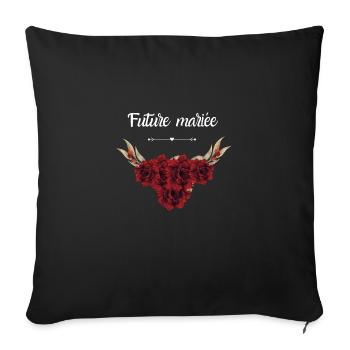 Future mariée floral - Housse de coussin décorative 45 x 45 cm - noir - Devant
