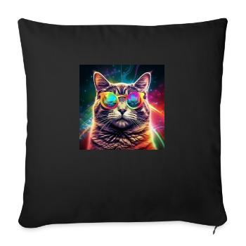 Kosmischer Katzenflair - Sofakissenbezug 45 x 45 cm - Schwarz - Vorne