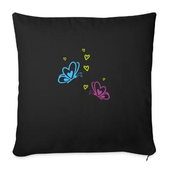 MU021 Butterfly and heart decor sticker - Sofa pillowcase 17,3'' x 17,3'' (45 x 45 cm) - black - Front