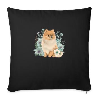 Pomeranain Pomeranian Flower Pastel - Sofa pillowcase 17,3'' x 17,3'' (45 x 45 cm) - black - Front