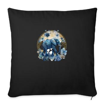 Blue Elephant – Rest in Watercolor - Sofa pillowcase 17,3'' x 17,3'' (45 x 45 cm) - black - Front
