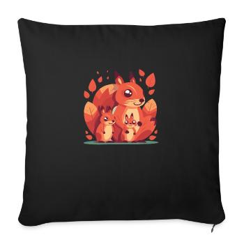Squirrel family - Sofa pillowcase 17,3'' x 17,3'' (45 x 45 cm) - black - Front
