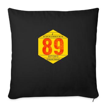 Vignette automobile 1989 pour automobile française - Housse de coussin décorative 45 x 45 cm - noir - Devant