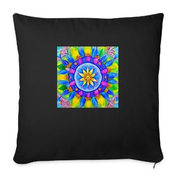 Botanical Mandala oil painting - Sofa pillowcase 17,3'' x 17,3'' (45 x 45 cm) - black - Front