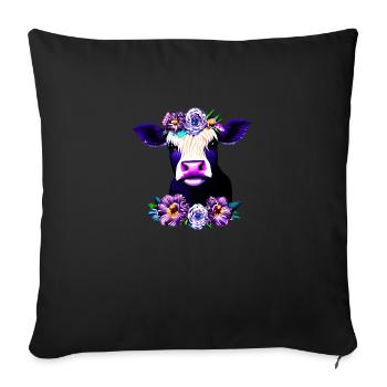 Cow flowers flower wreath willow - Sofa pillowcase 17,3'' x 17,3'' (45 x 45 cm) - black - Front