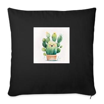 Happy Cactus Aquarelle - Housse de coussin décorative 45 x 45 cm - noir - Devant