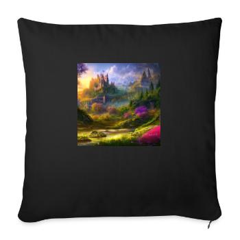 Painting of a fantasy landscape at sunrise - Sofa pillowcase 17,3'' x 17,3'' (45 x 45 cm) - black - Front