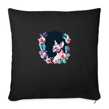Cat Sphynx Cat Owner Pet - Sofa pillowcase 17,3'' x 17,3'' (45 x 45 cm) - black - Front