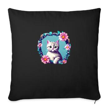 Cat British Shorthair Cat Lover Pet - Sofa pillowcase 17,3'' x 17,3'' (45 x 45 cm) - black - Front