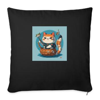 Japan Cat: A Purrfect Fusion of Culture and Cuten - Sofa pillowcase 17,3'' x 17,3'' (45 x 45 cm) - black - Front