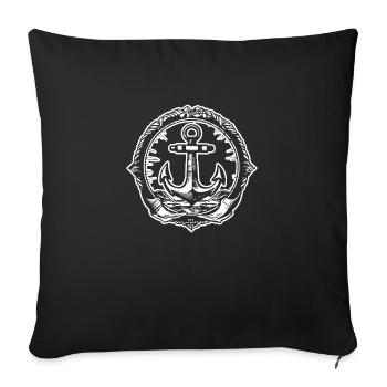 Bateau d’ancre Navire Nautique - Housse de coussin décorative 45 x 45 cm - noir - Devant
