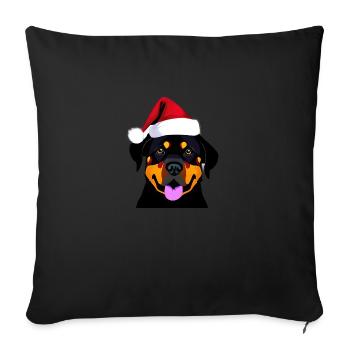 Rottweiler Chien de Noël Chiens Rottweiler Chiot - Housse de coussin décorative 45 x 45 cm - noir - Devant