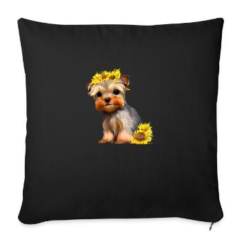 Propriétaire de chien Yorkshire Terrier chiot - Housse de coussin décorative 45 x 45 cm - noir - Devant