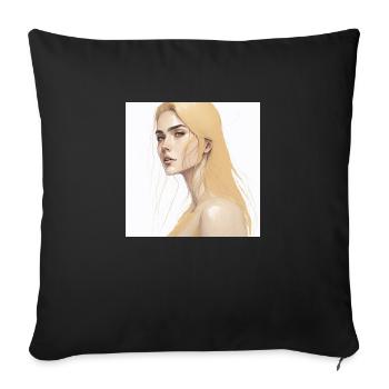 Belle Fille MangaBlonde - Housse de coussin décorative 45 x 45 cm - noir - Devant