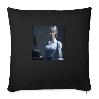 Belle fille manga - Housse de coussin décorative 45 x 45 cm - noir - Devant