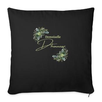 Demoiselle d’honneur floral - Housse de coussin décorative 45 x 45 cm - noir - Devant