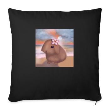 Lapin à la plage - Housse de coussin décorative 45 x 45 cm - noir - Devant