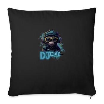 DJ cute - monkey in headphones - Sofa pillowcase 17,3'' x 17,3'' (45 x 45 cm) - black - Front