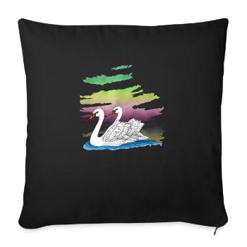 Oiseaux blancs - Housse de coussin décorative 45 x 45 cm - noir - Devant