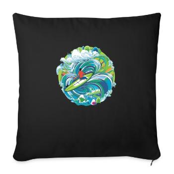 Canoë dans les vagues - Housse de coussin décorative 45 x 45 cm - noir - Devant